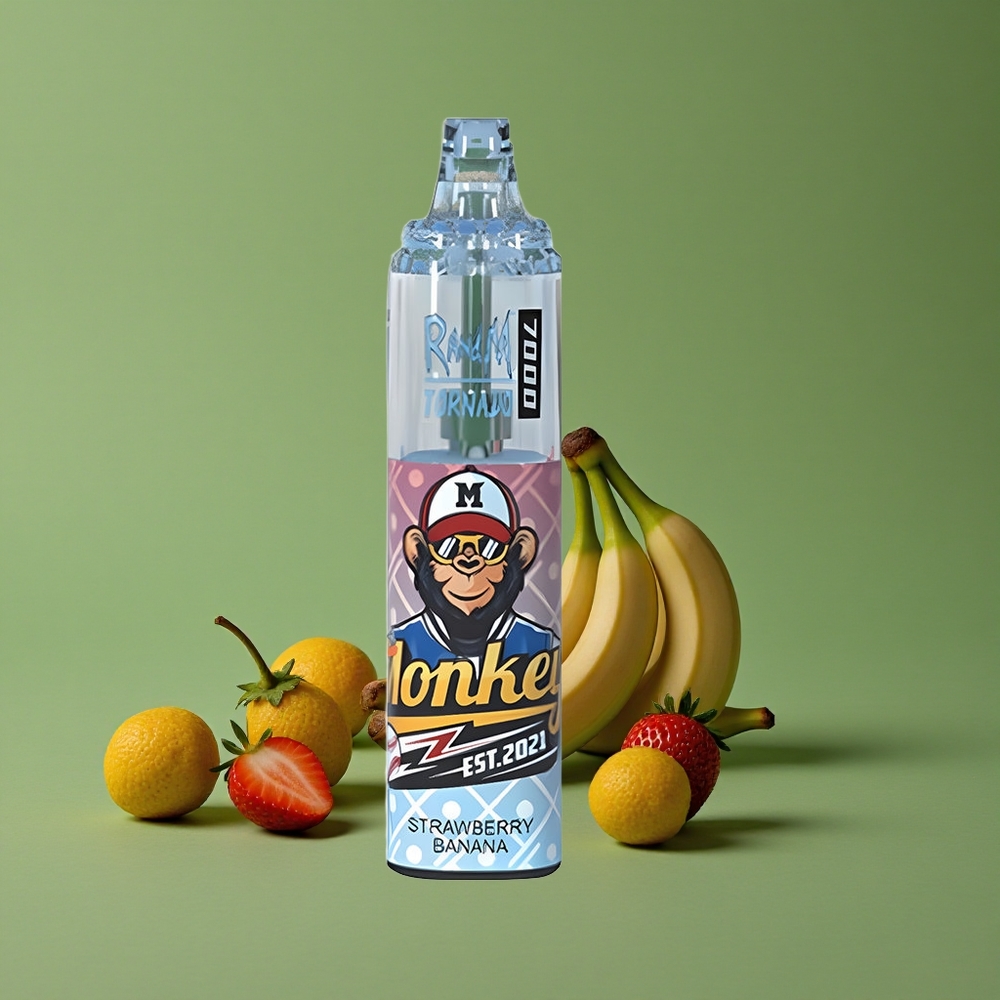 Jordbær Banan RandM Fumot Tornado 7000 Pust 14 ML E-væske Denmark vape