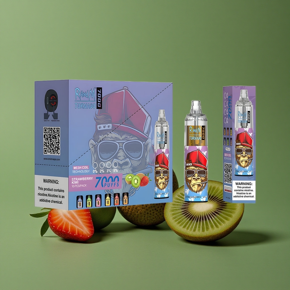 Jordbær Kiwi RandM Fumot Tornado 7000 Pust 14 ML E-væske Denmark vape