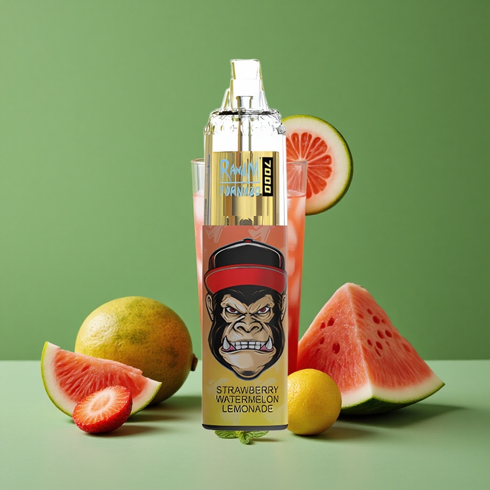 Jordbær Vandmelon Lemonade RandM Fumot Tornado 7000 Pust 14 ML E-væske Luftjusterbar Denmark vape