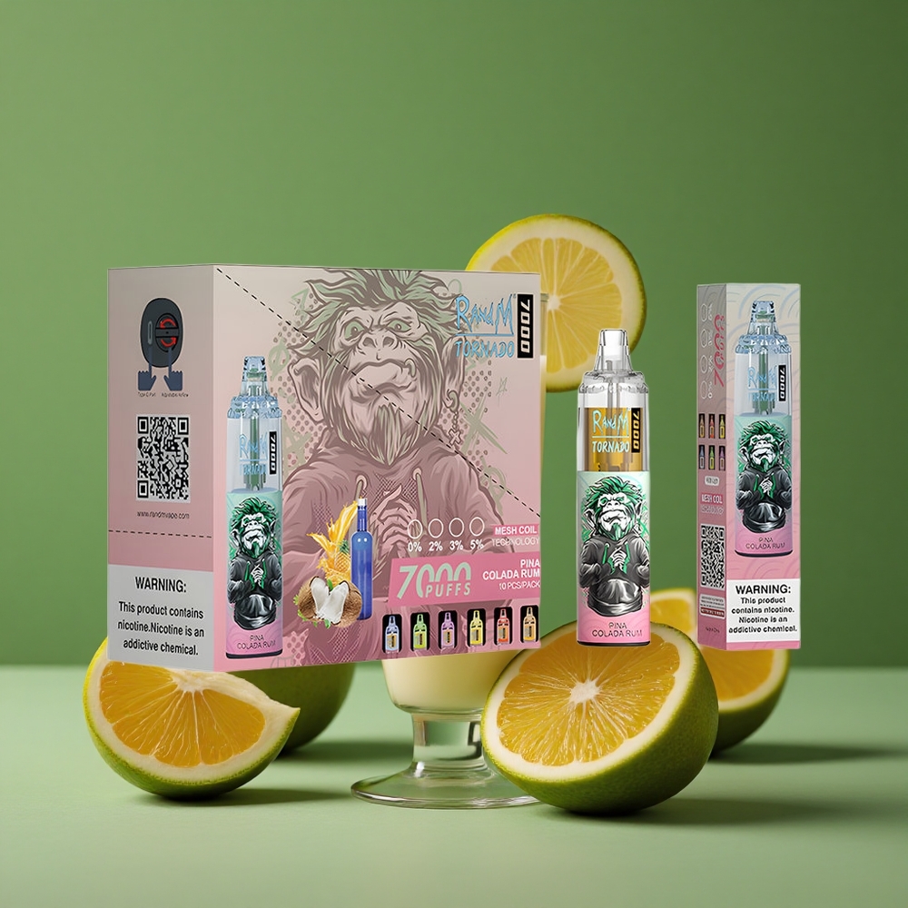 Pina Colada Rom RandM Fumot Tornado 7000 Pust 14 ML E-væske Luftjusterbar Denmark vape
