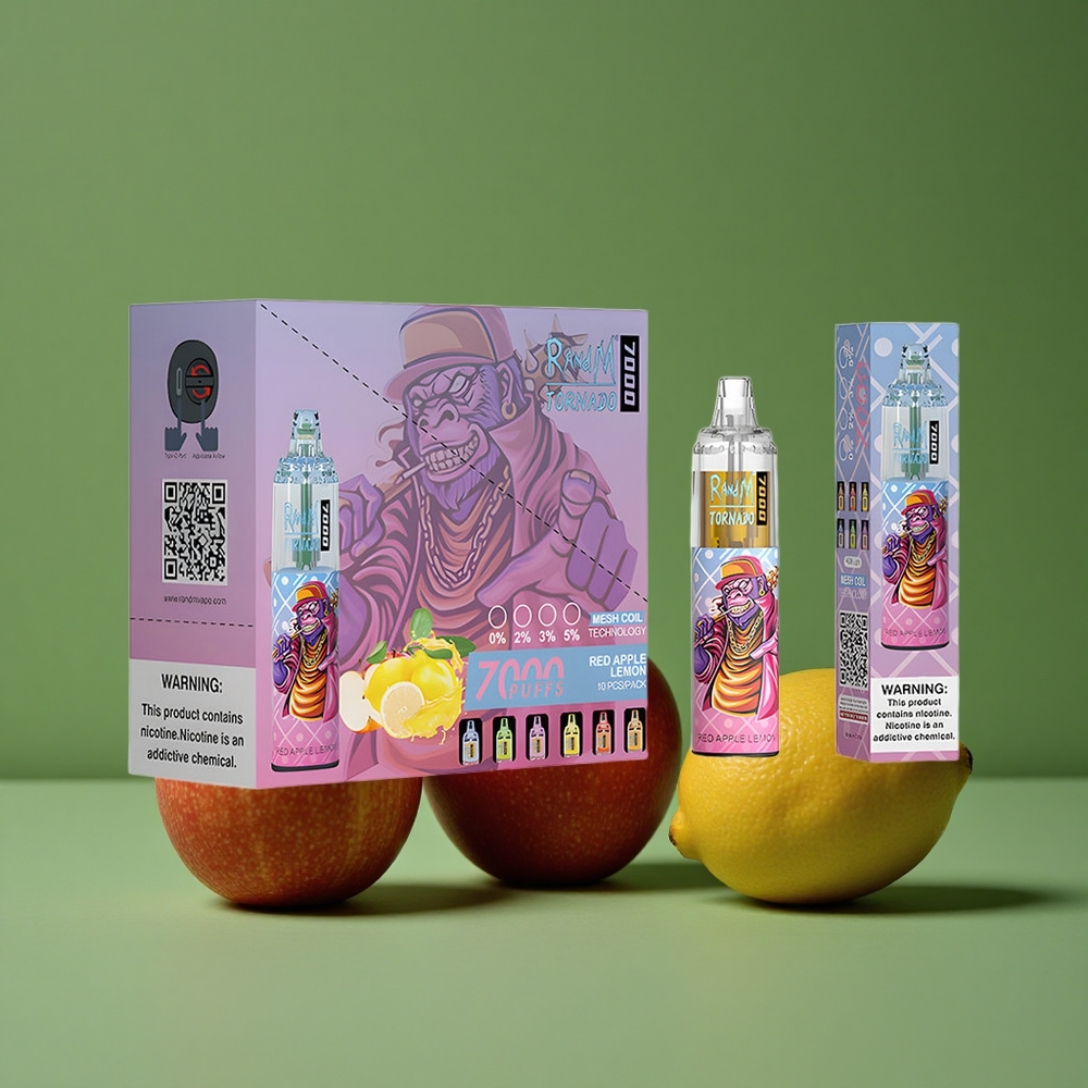 Rød Æble Citron RandM Fumot Tornado 7000 Pust 14 ML E-væske Denmark vape