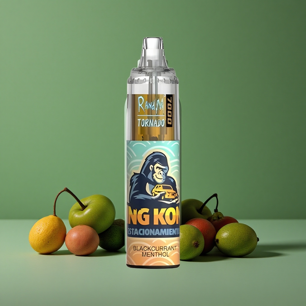 Sort solbær mentol RandM Fumot Tornado 7000 puff 14 ml e-væske Denmark vape