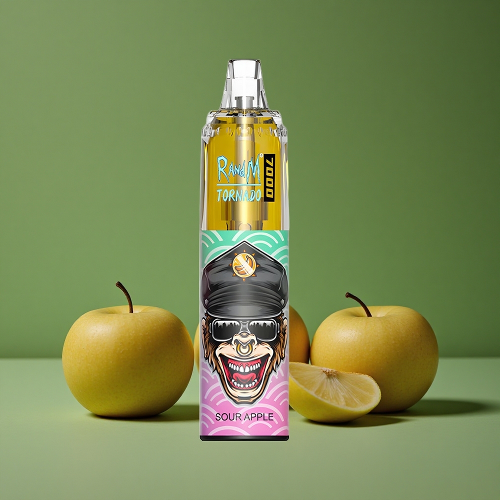 Sure Apple RandM Fumot Tornado 7000 Puffs 14 ML E-væske 850 MAH Batteri Denmark vape