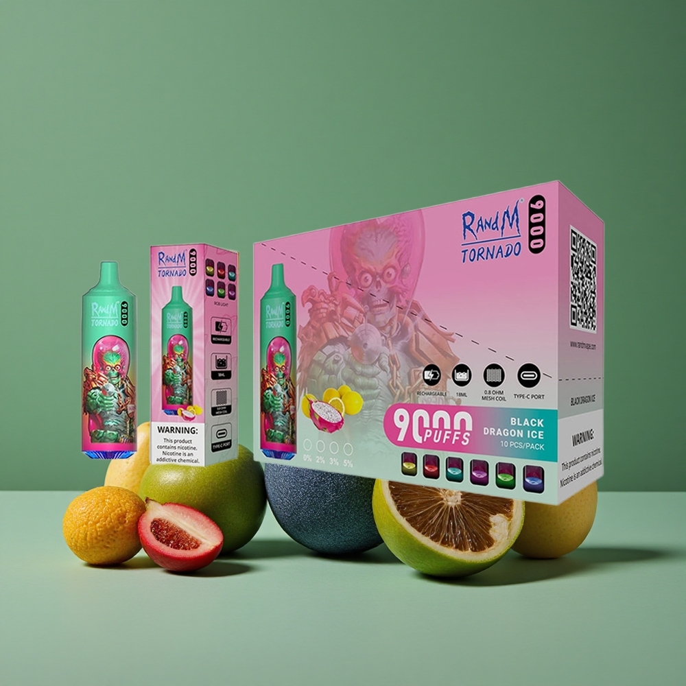 Blå Hindbær Kush RandM Tornado 9000 Puffs 18 mL Mesh Coil Denmark vape
