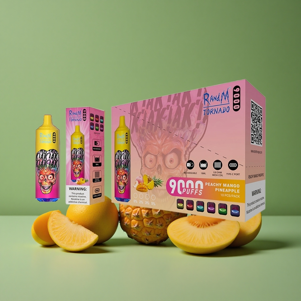 Fersken Mango Ananas RandM Tornado 9000 Pust 18 mL Denmark vape