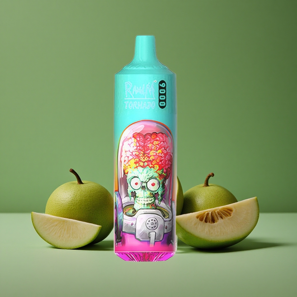 Guava Is (Guava Is) RandM Tornado 9000 Puffs 18 mL E-væske Kapacitet Mesh Coil Denmark vape