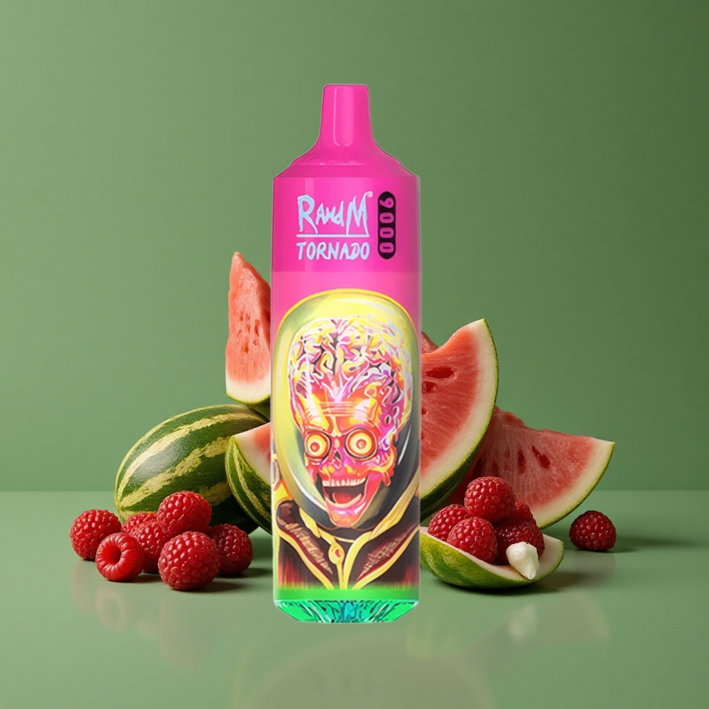 Hindbær Vandmelon RandM Tornado 9000 Puffs 18 mL E-væske Kapacitet Denmark vape