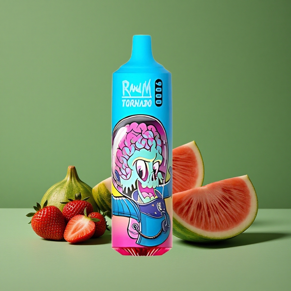 Jordbær Vandmelon RandM Tornado 9000 Puffs 18 mL Denmark vape