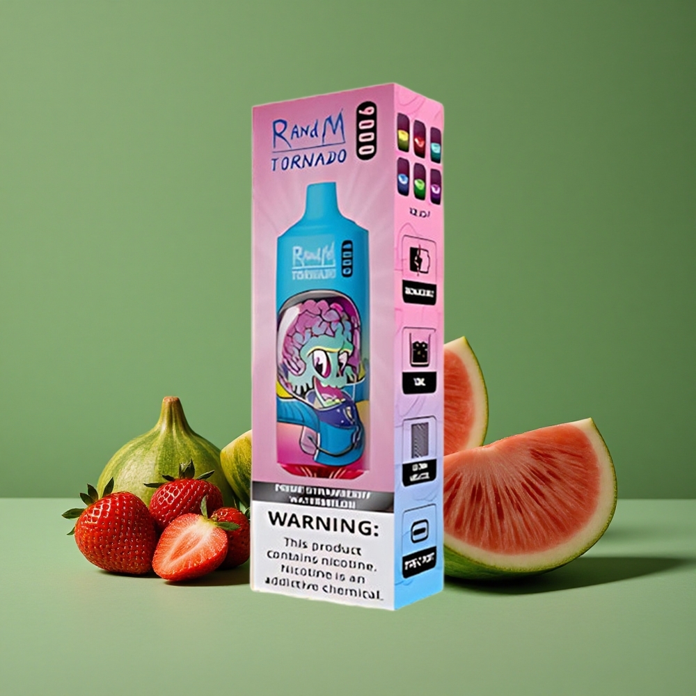 Jordbær Vandmelon RandM Tornado 9000 Puffs 18 mL Denmark vape