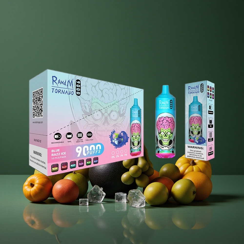 Sort Drage Is RandM Tornado 9000 Puffs 18 mL E-væske Kapacitet Denmark vape