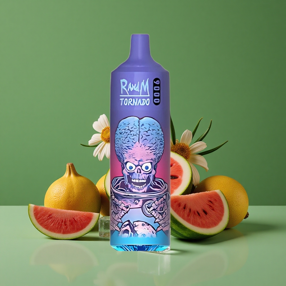 Vandmelon Brazz Is RandM Fumot Tornado 9000 Puffs 18 mL og 850 mAh Genopladelig Denmark vape
