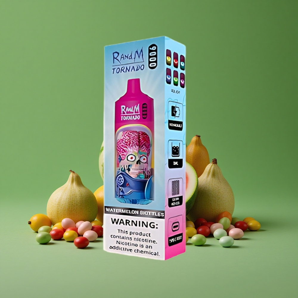 Vandmelon Skittles RandM Tornado 9000 Puffs 850 mAh Genopladelig 18 mL Danmark vape