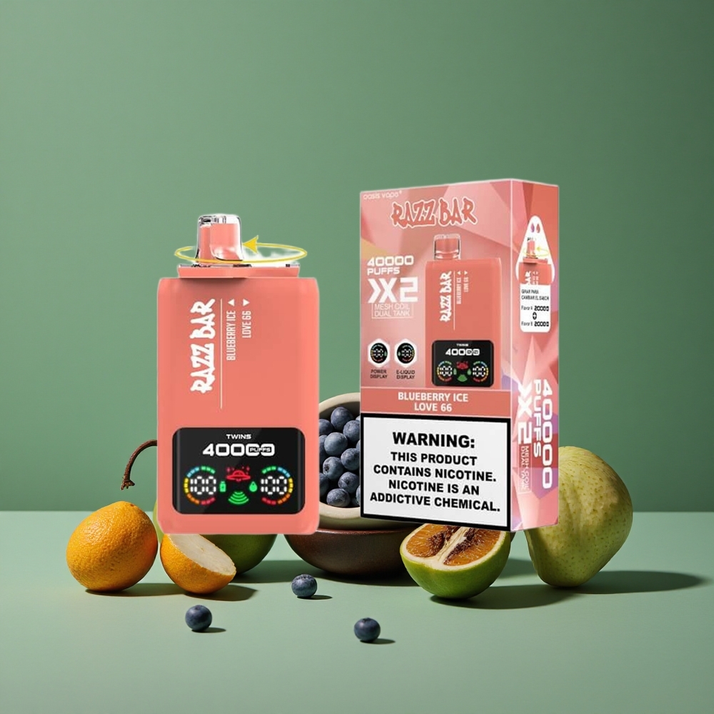 Blåbær Is Razz Bar 40000 Puffs 1.0 Ohm 2 Mesh Coil 650 Mah Batteri Type-C Port Denmark vape