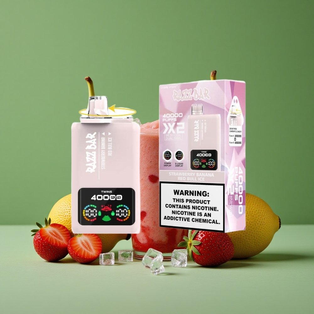 Jordbær Banane Red Bull Is Razz Bar 40000 Pust Op Til 40000 Puffs 1.0Ohm 2 Mesh Coil Denmark vape