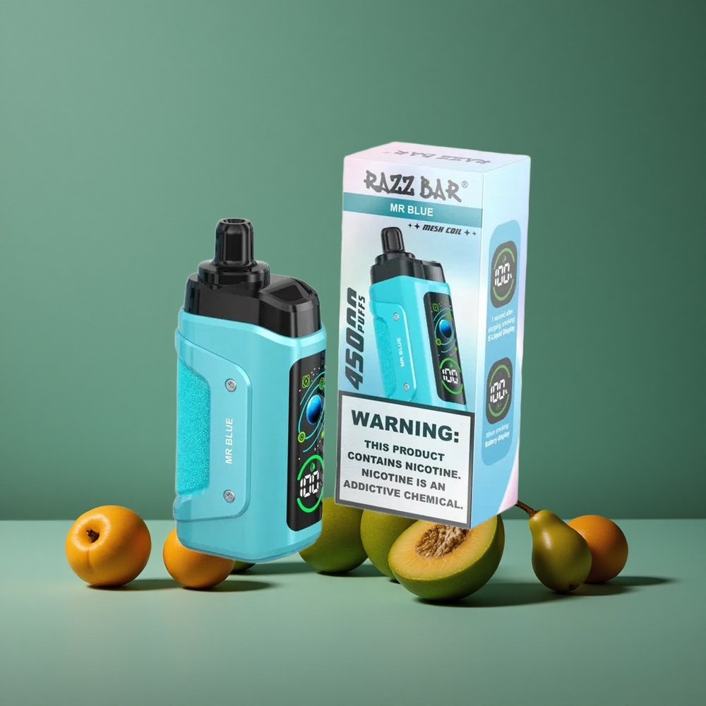 Blå Mr Blue Razz Bar 45000 Pust Justerbar Luftstrøm Denmark vape