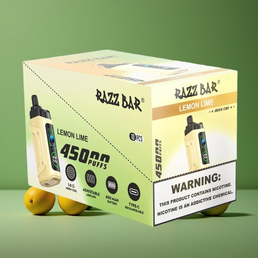 Citron Lime Razz Bar 45000 Pust Justerbar Luftgennemstrømning 1,0 Ohm Mesh Coil Denmark vape