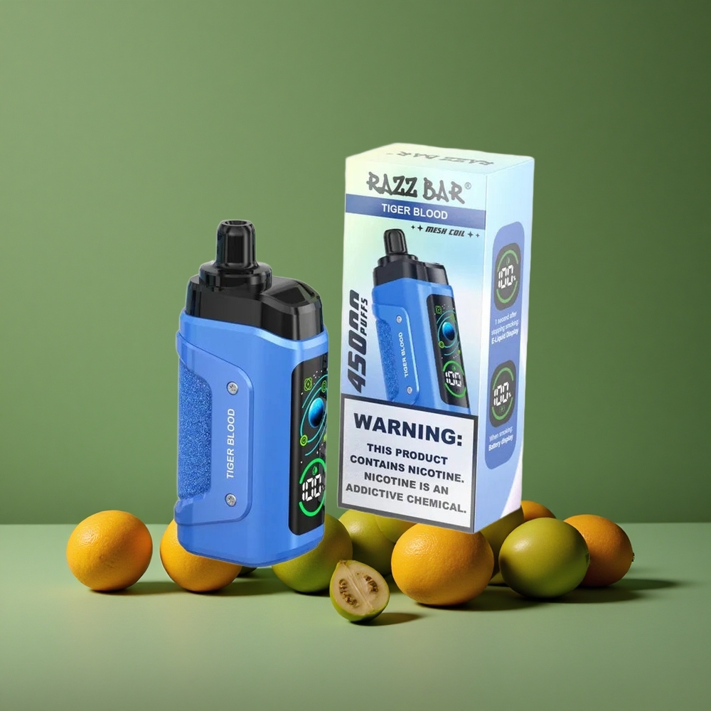 Tiger Blod Razz Bar 45000 Pust 1,0 Ohm Mesh Coil Denmark vape