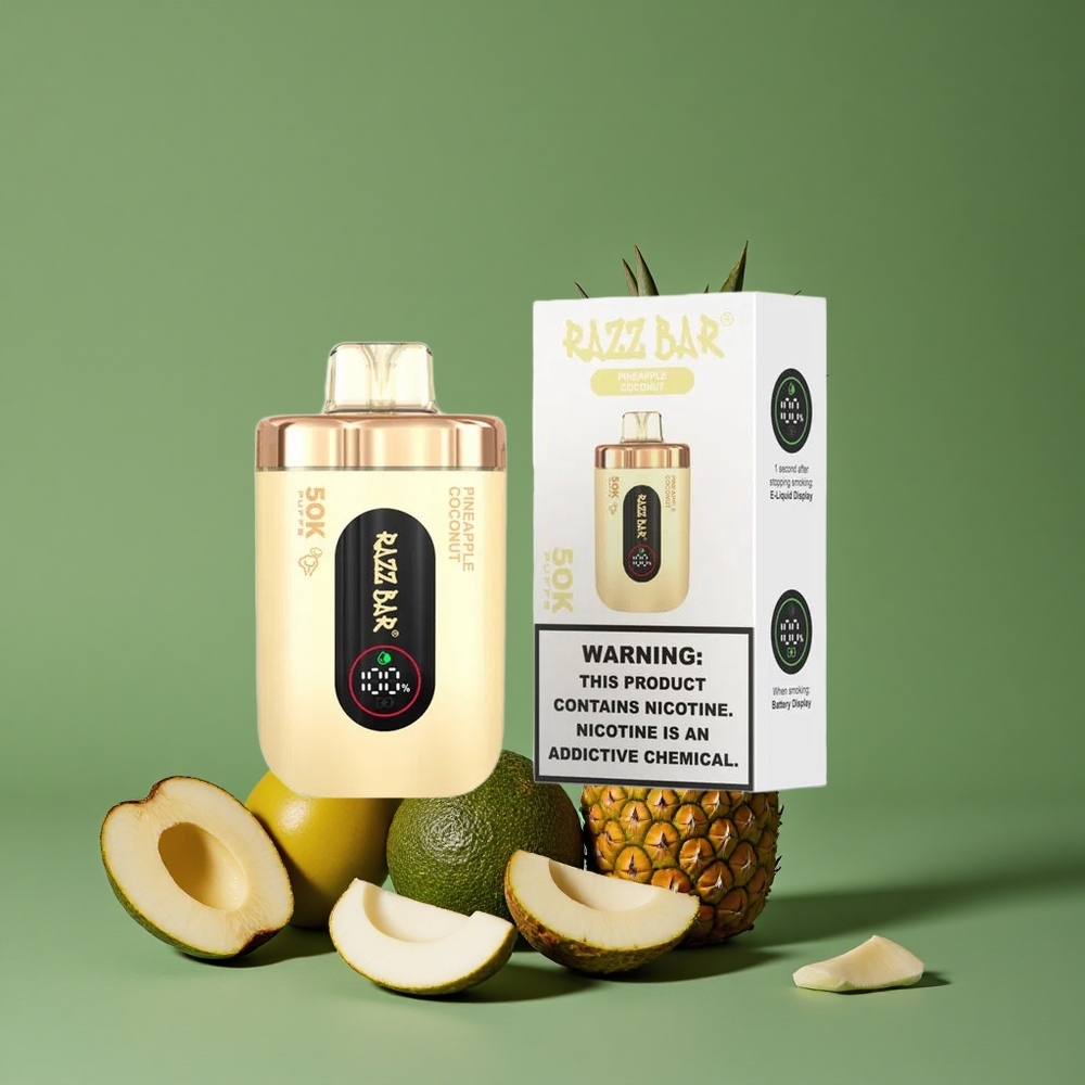 Ananas Kokos Razz Bar 50000 Pust 1,0 Ohm Mesh Coil Denmark vape