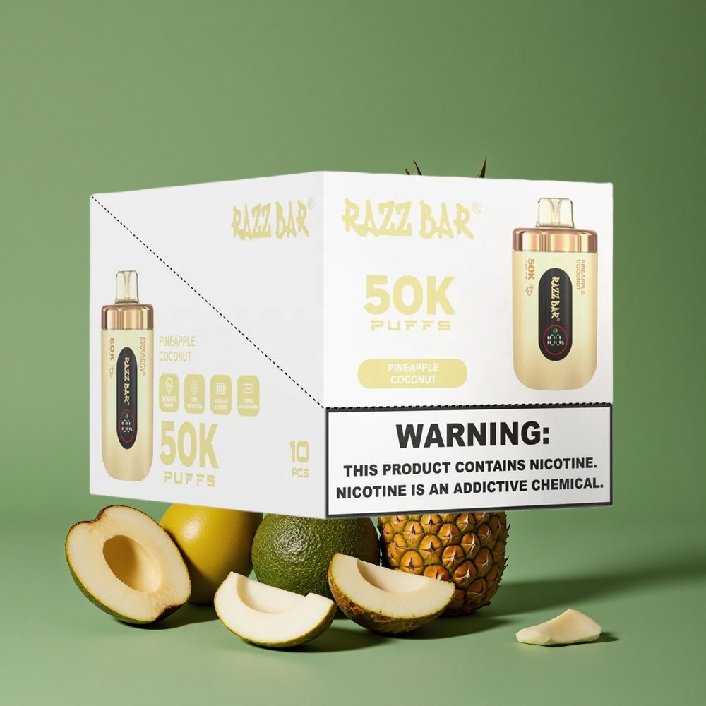Ananas Kokos Razz Bar 50000 Pust 1,0 Ohm Mesh Coil Denmark vape