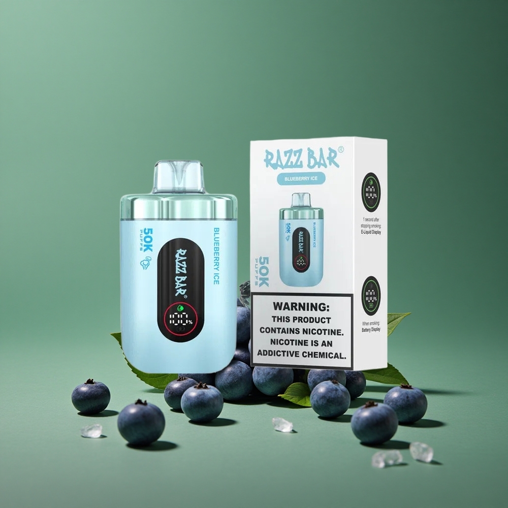 Blåbær Is Razz Bar 50000 Puffs 1,0 Ohm Mesh Coil Denmark vape