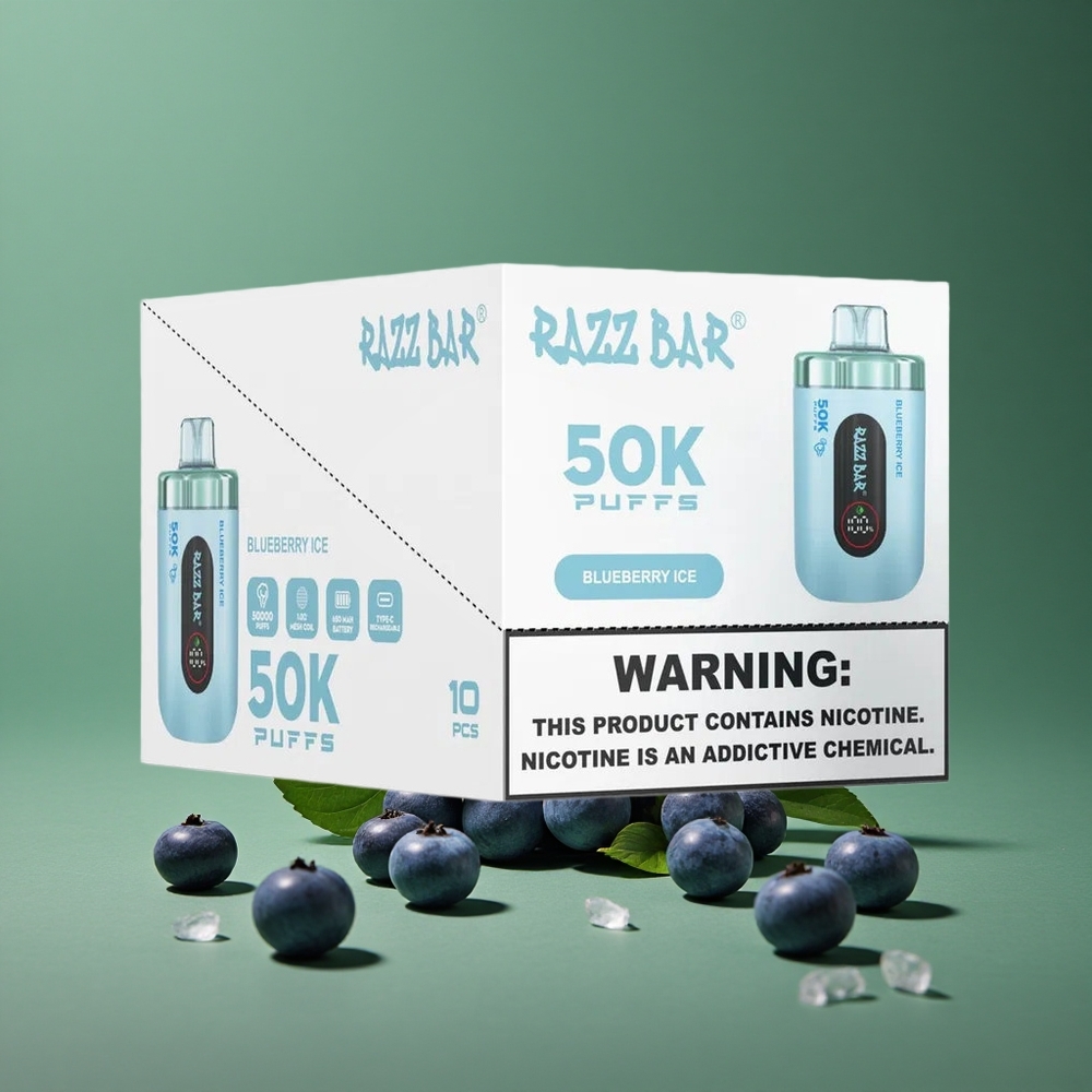 Blåbær Is Razz Bar 50000 Puffs 1,0 Ohm Mesh Coil Denmark vape