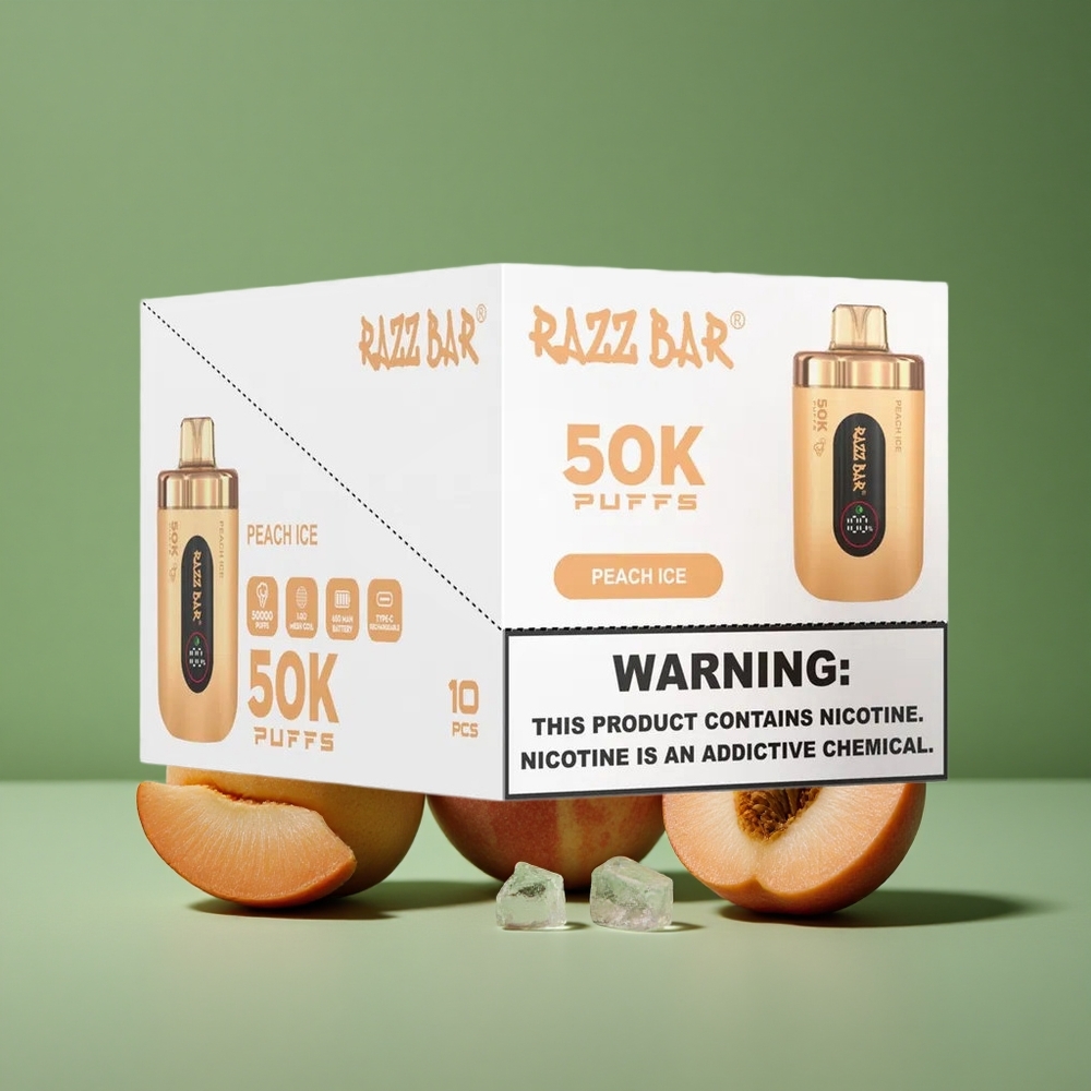 Fersken Is Razz Bar 50000 Pust 1.0 Ohm Mesh Coil Denmark vape