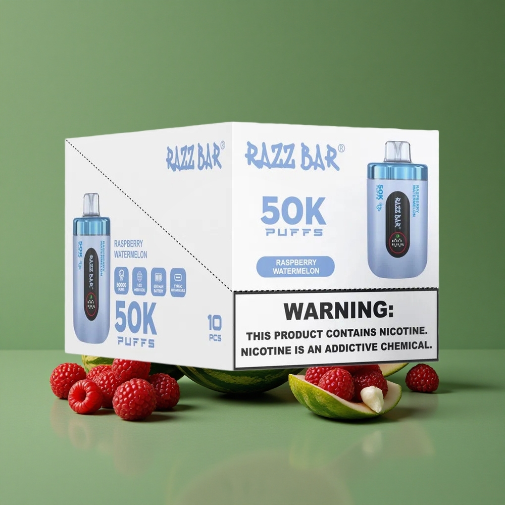 Hindbær Vandmelon Razz Bar 50000 Puffs 1.0 Ohm Mesh Coil Type-C Denmark vape