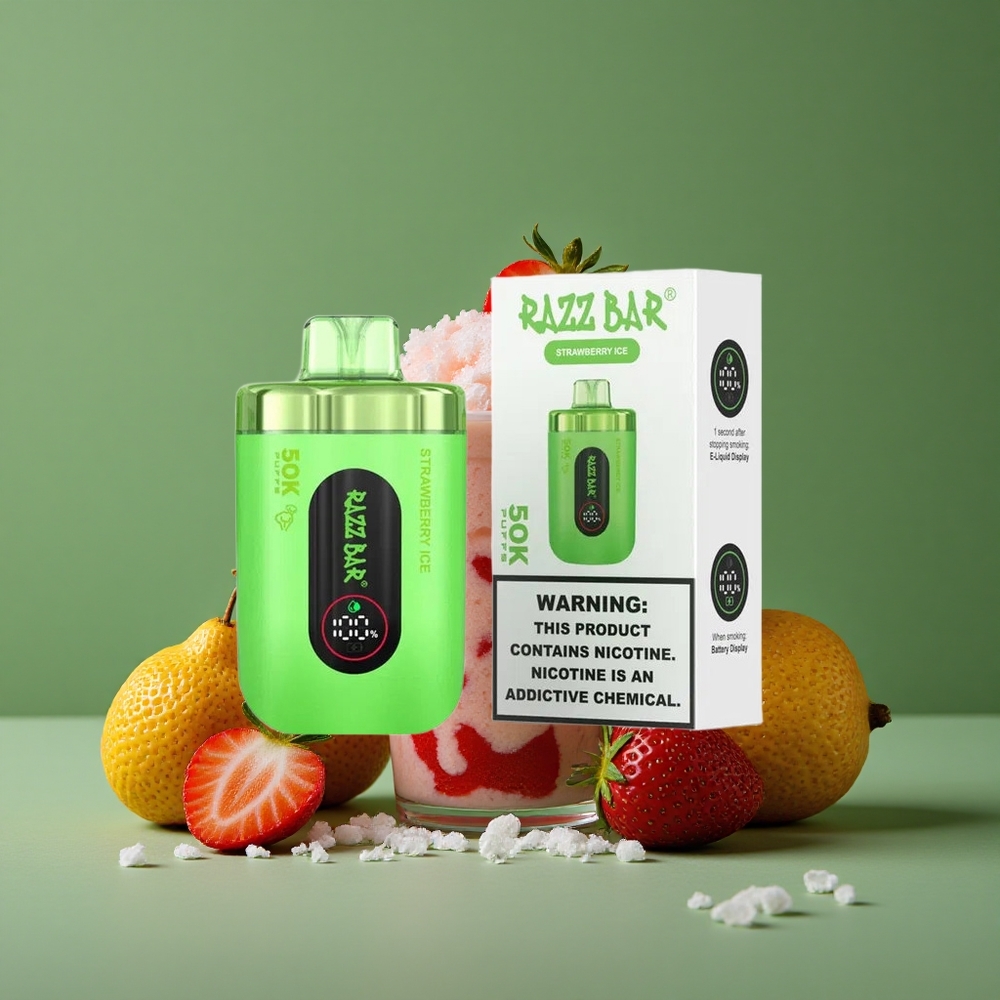 Jordbær Is Razz Bar 50000 Pust 1.0 Ohm Mesh Coil Denmark vape