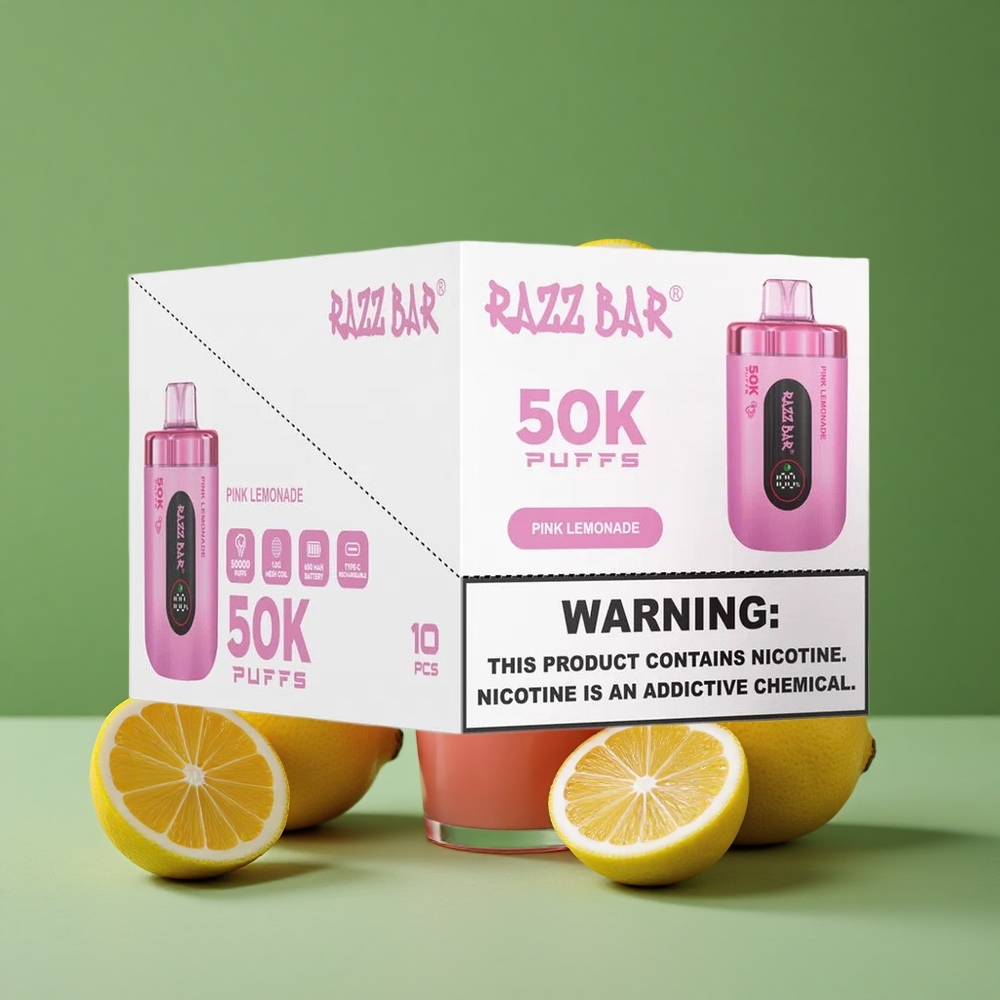 Pink Lemonade (Rosa Citron) Razz Bar 50000 Pust Type-C Genopladelig Denmark vape