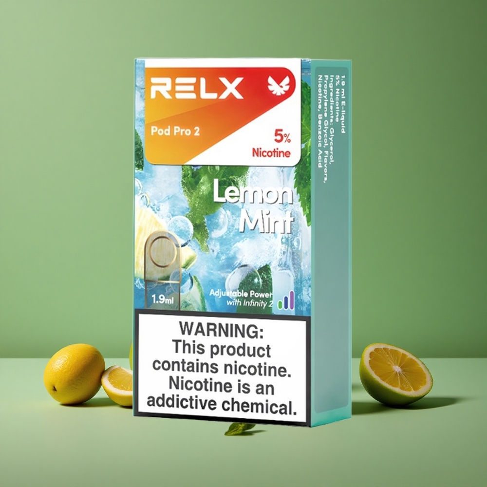 Citron Mynte Relx Pod Pro 2 600 puff 5% nikotin 1.9ml Denmark vape