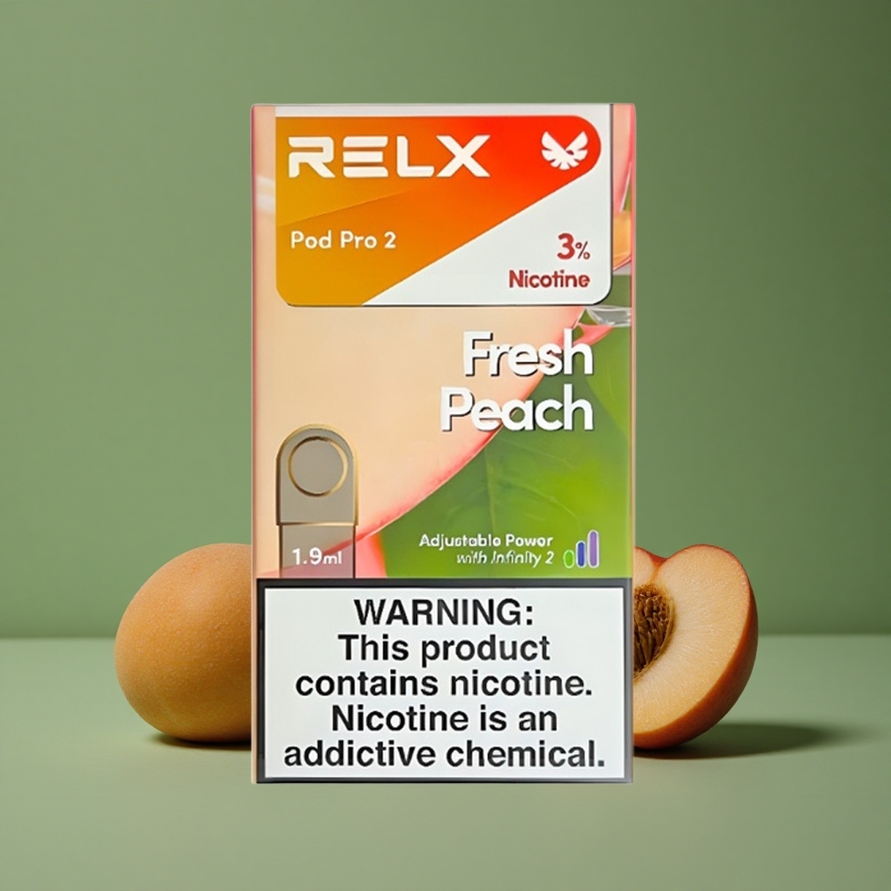 Frisk Fersken RELX Pod Pro 2 600 puff 3% nikotin, 1.9ml kapacitet Denmark vape