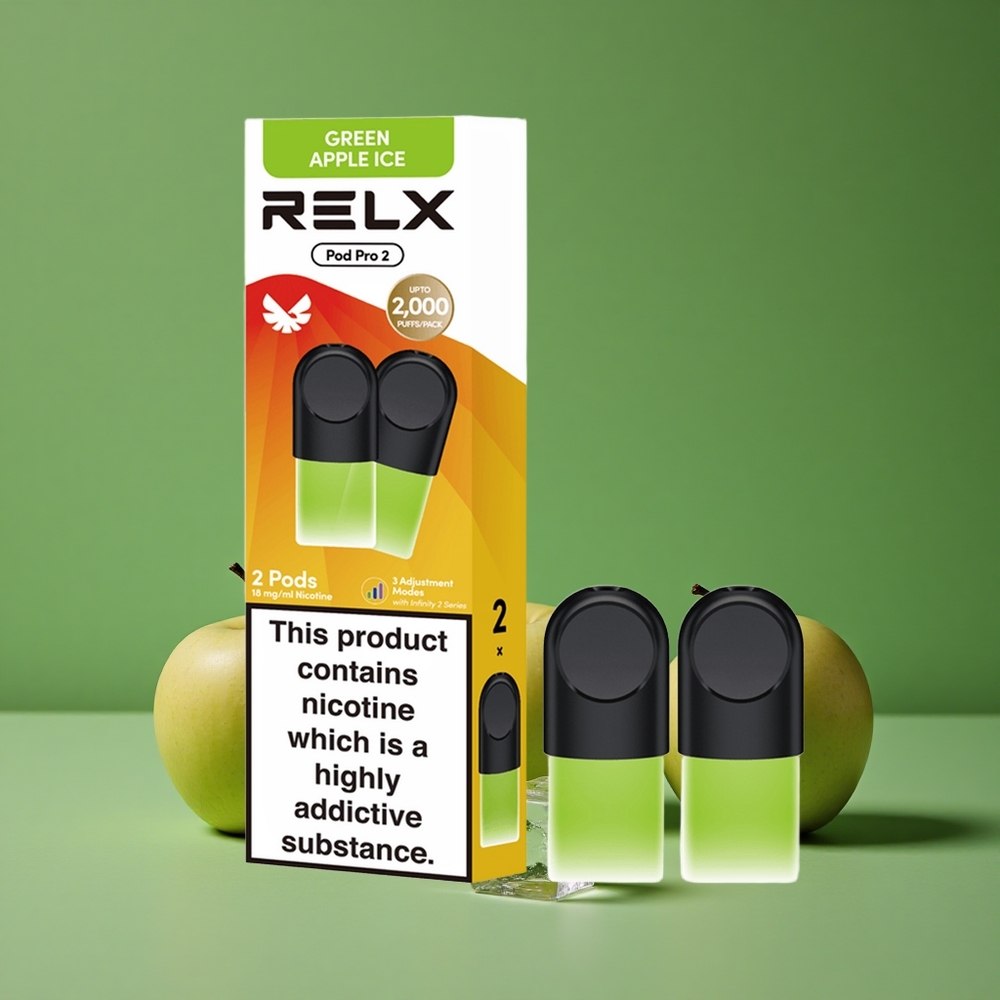 Grøn Æble Is Relx Pod Pro 2 600 puffe Nikotinindhold:1,8% Denmark vape