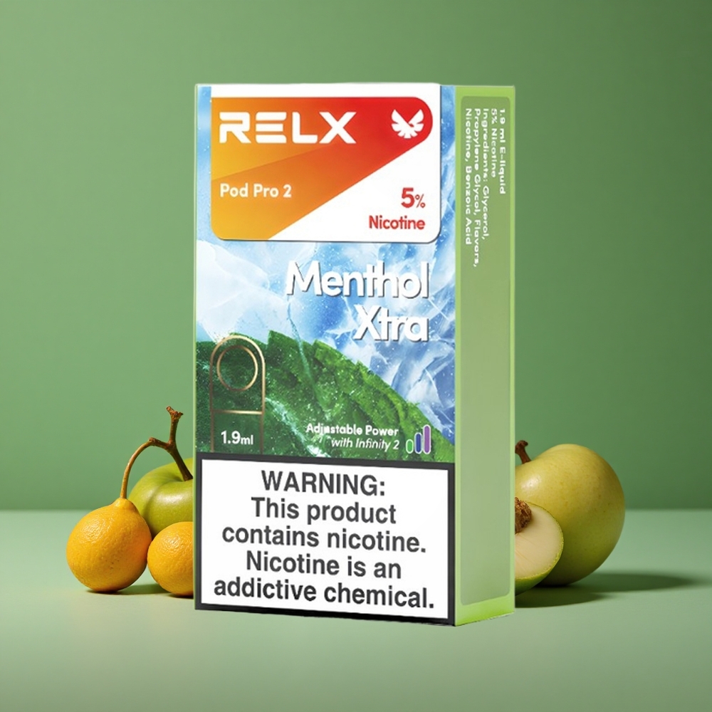 Menthol Xtra Relx Pod Pro 2 600 puff Nikotinindhold: 5%, Kapacitet: 1.9ml Denmark vape