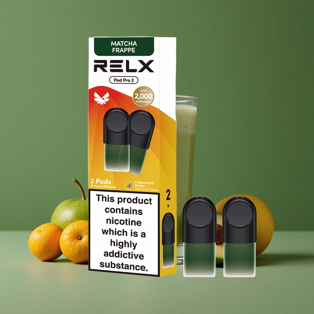 Te-Matcha Frappe Te Relx Pod Pro 2 600 puff 1,8% nikotin 1,9ml Denmark vape