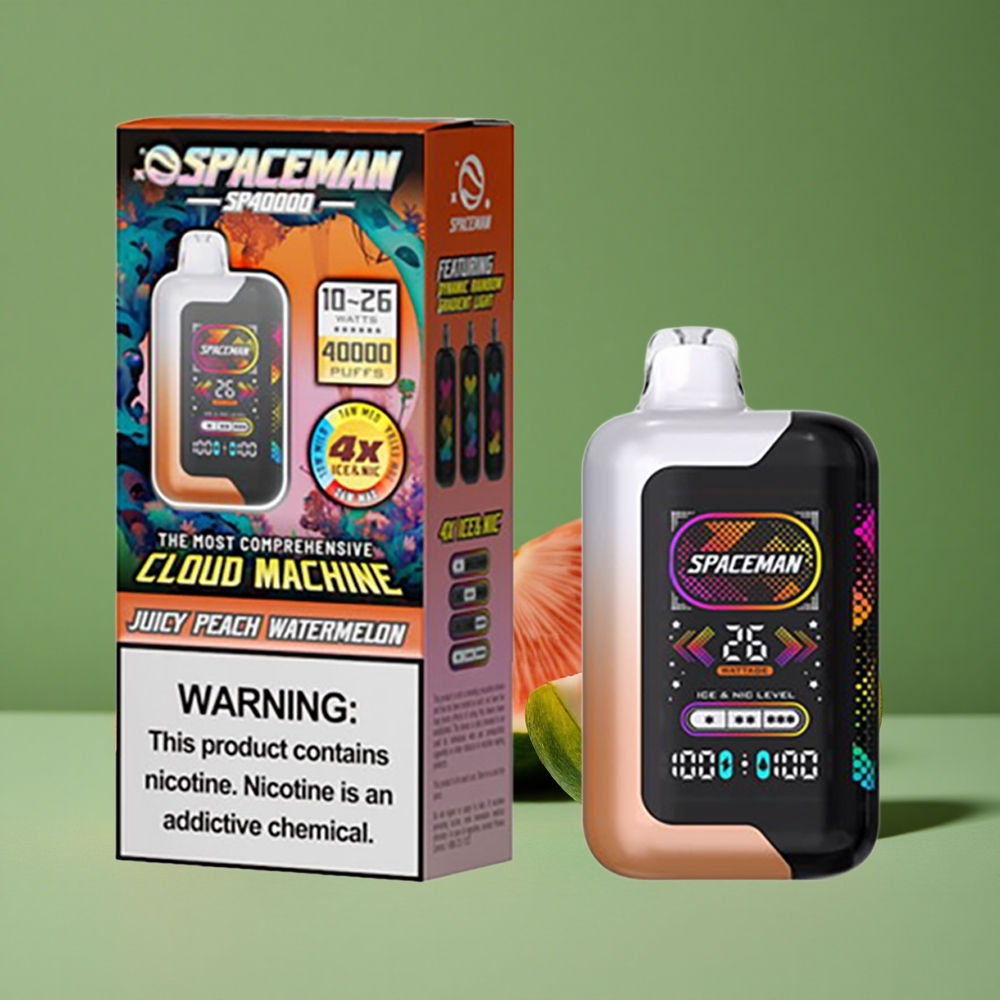 Juicy Peach Vandmelon SMOK SPACEMAN SP40000 40000 Pust Skærm: 2,28\" Ultra-Stor LED Type-C Denmark vape