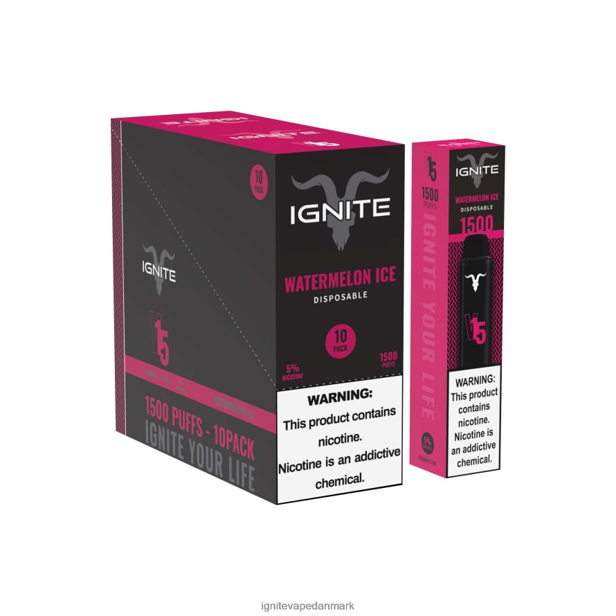 IGNITE V15 vape pen 10-pak jordbær æble vandmelon 4BPLPD104 Ignite Vape Helsingør