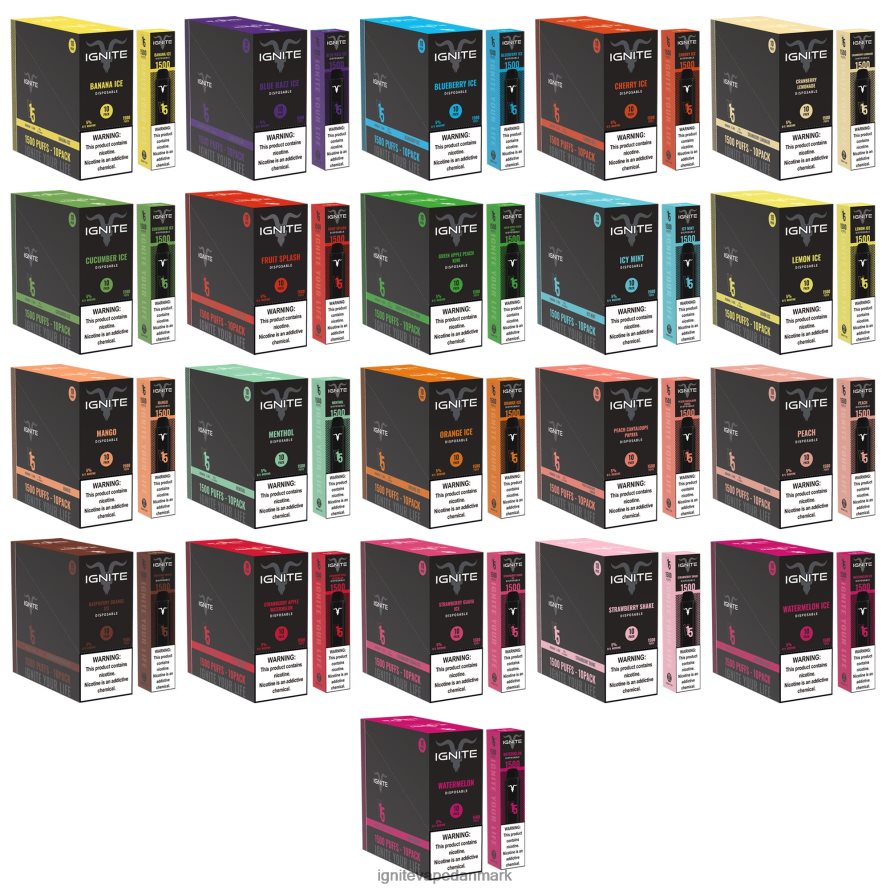 IGNITE V15 vape pen 10-pak jordbær æble vandmelon 4BPLPD104 Ignite Vape Helsingør