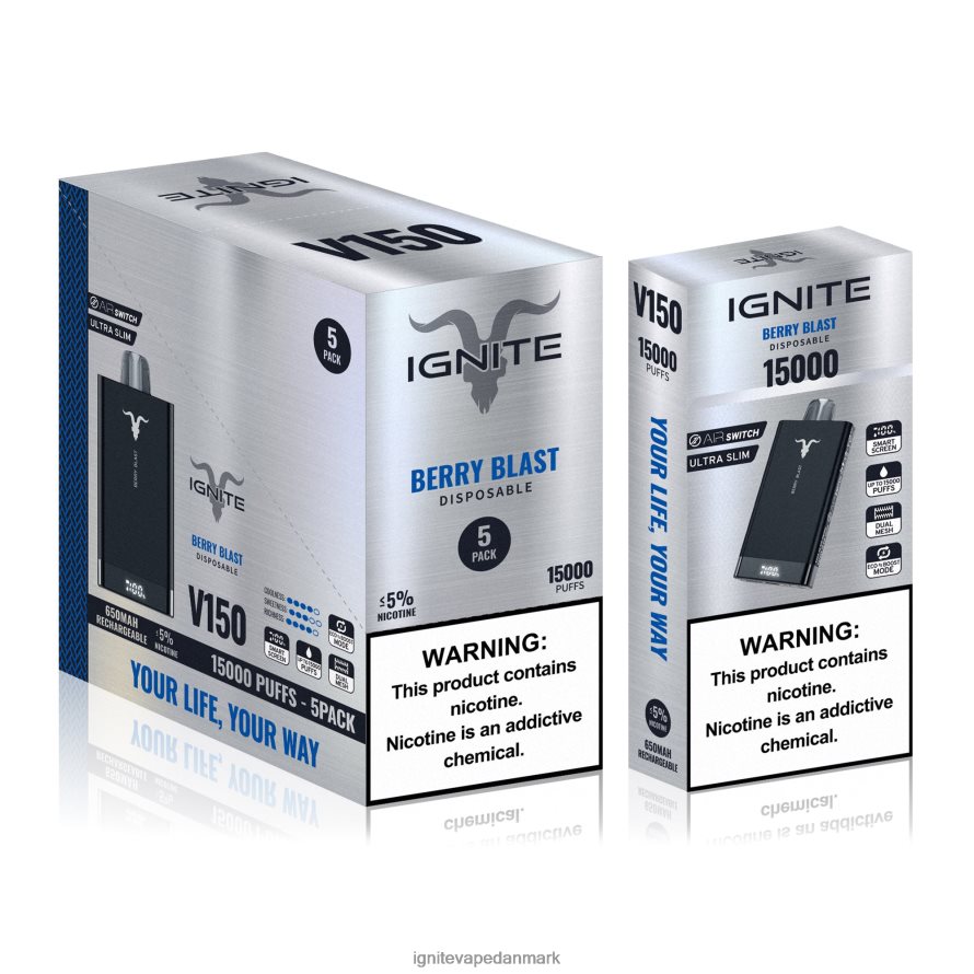IGNITE V150 vape pen 5-pak bærsprængning 4BPLPD10 Best Ignite Flavors