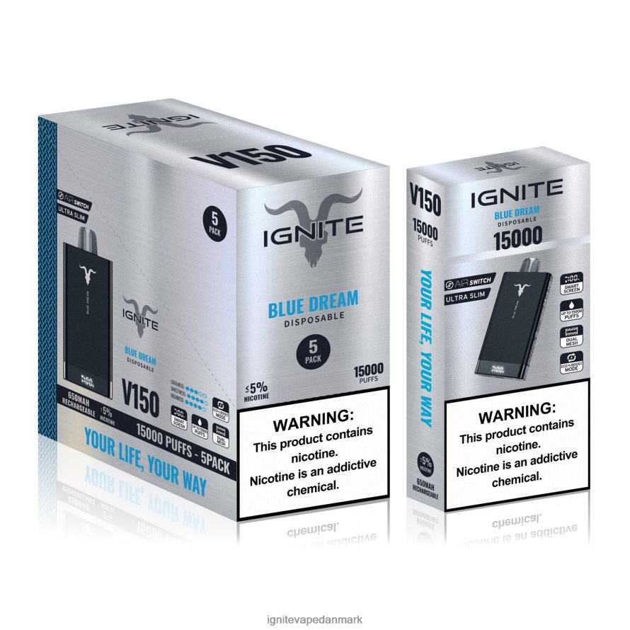 IGNITE V150 vape pen 5-pak bærsprængning 4BPLPD10 Best Ignite Flavors