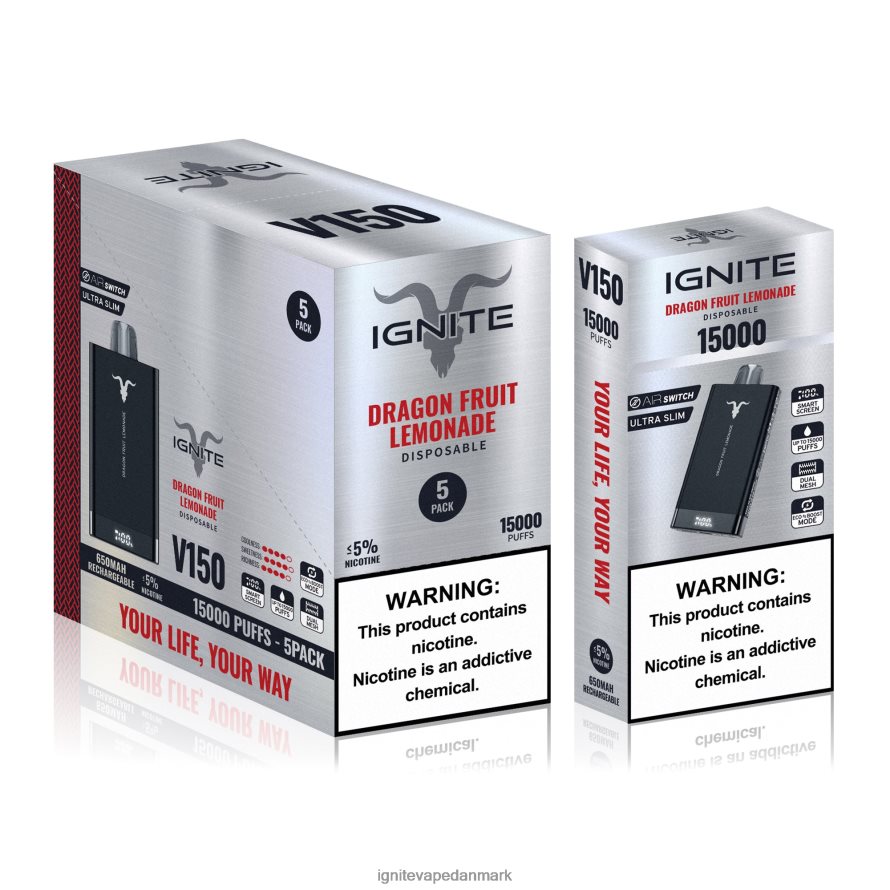 IGNITE V150 vape pen 5-pak bærsprængning 4BPLPD10 Best Ignite Flavors