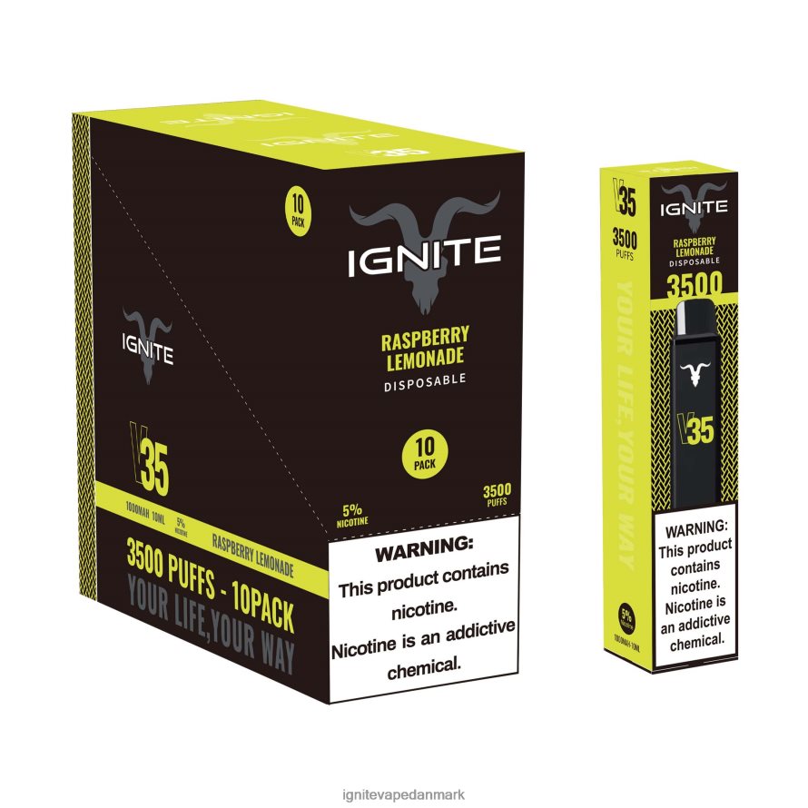 IGNITE V35 vape pen 10-pak hindbær limonade 4BPLPD125 Ignite Vape Price