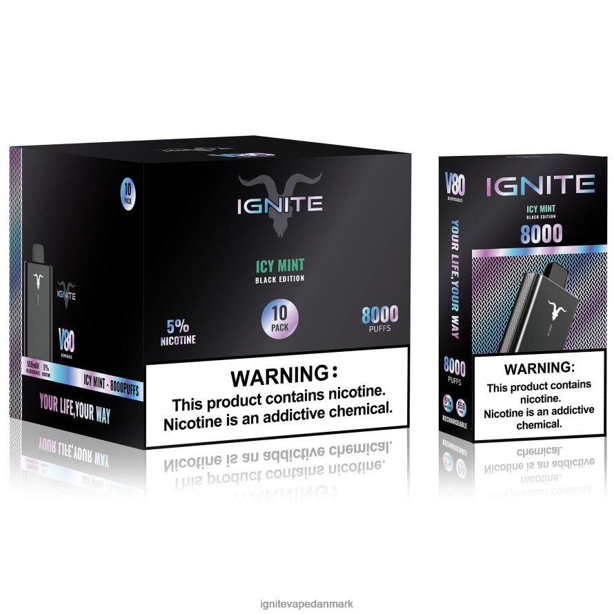 IGNITE V80 vape pen 10-pak jordbær kiwi 4BPLPD64 Ignite Vape Helsingør