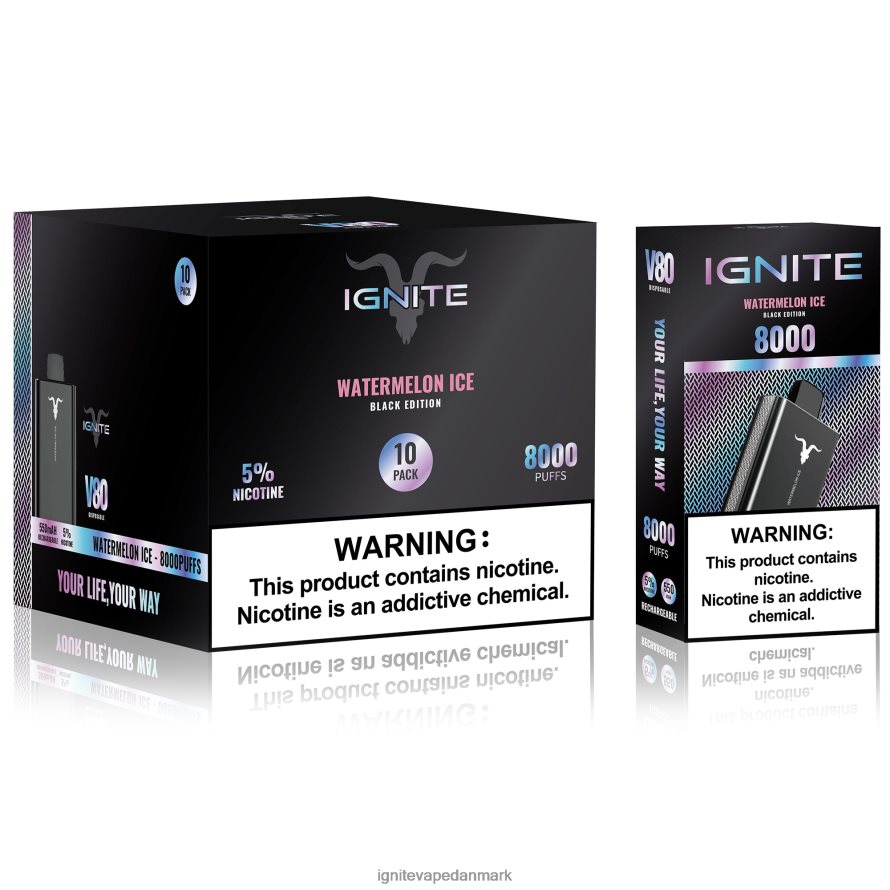 IGNITE V80 vape pen 10-pak jordbær kiwi 4BPLPD64 Ignite Vape Helsingør