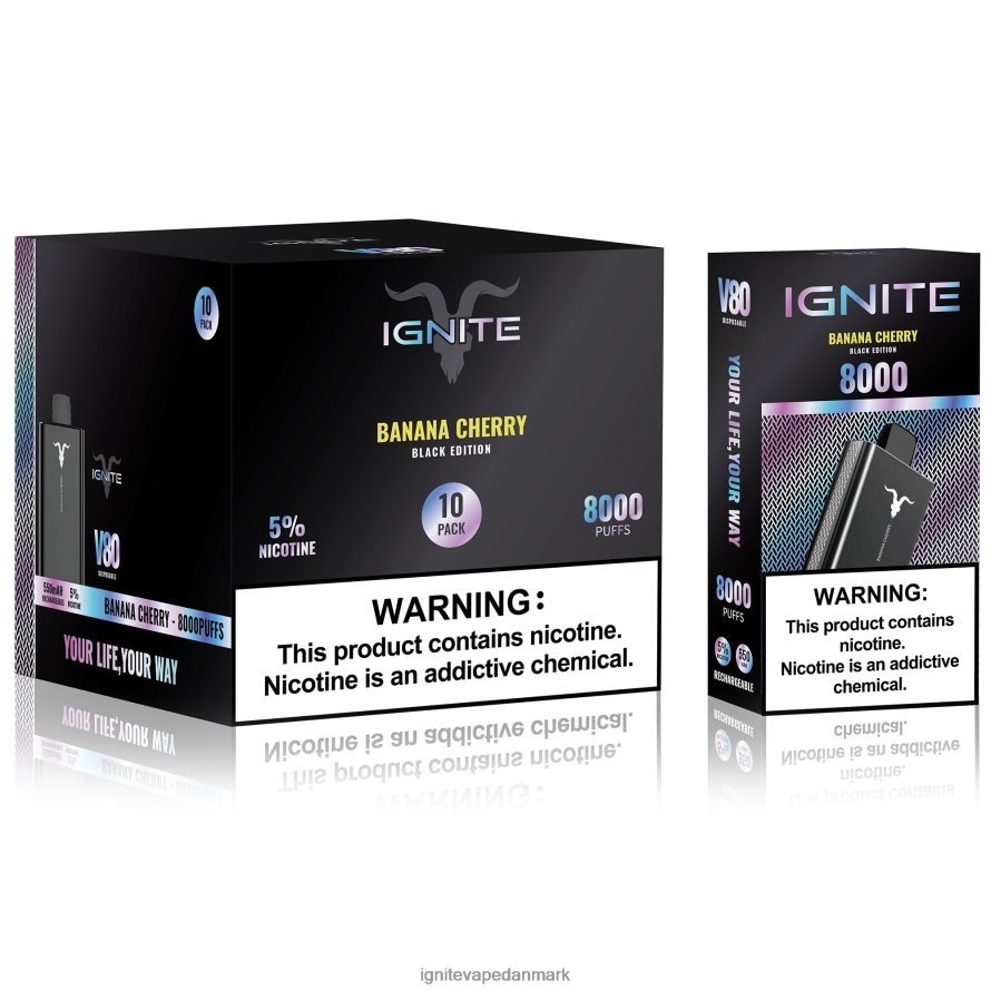 IGNITE V80 vape pen 10-pak jordbær kiwi 4BPLPD64 Ignite Vape Helsingør