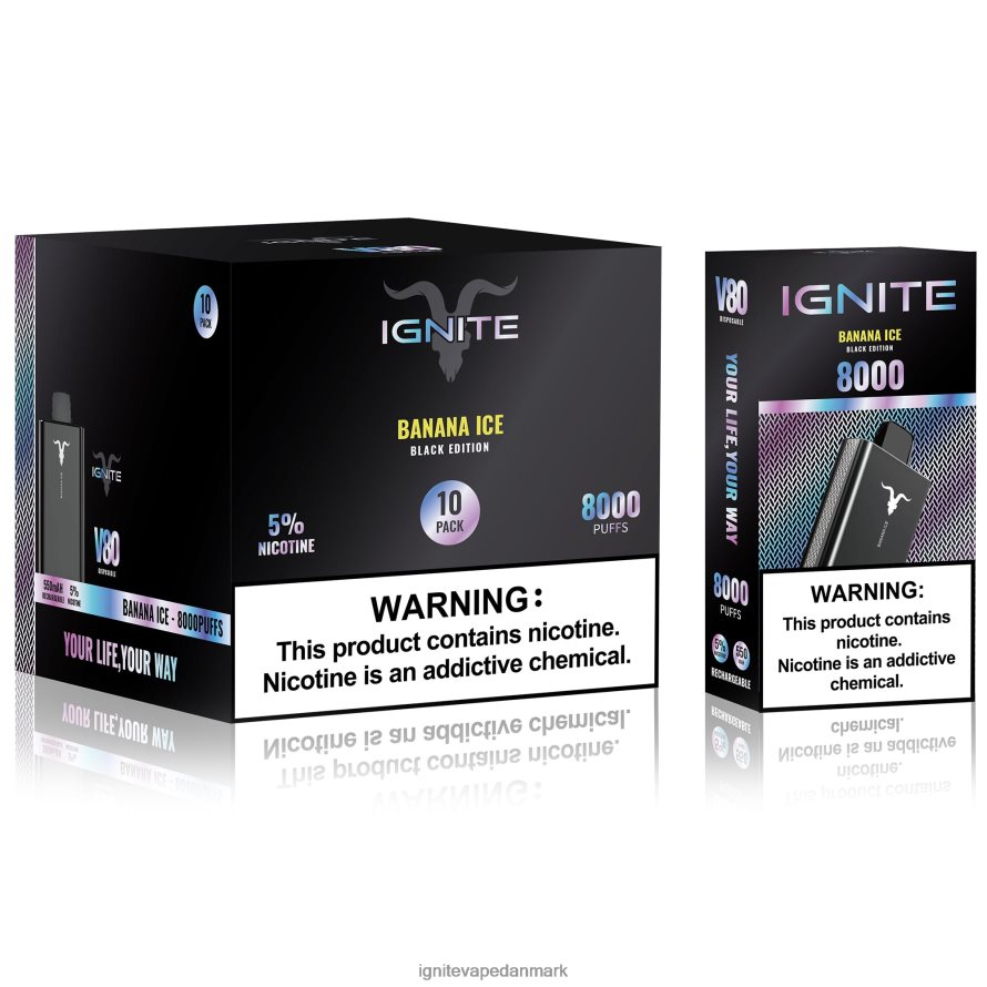 IGNITE V80 vape pen 10-pak jordbær kiwi 4BPLPD64 Ignite Vape Helsingør