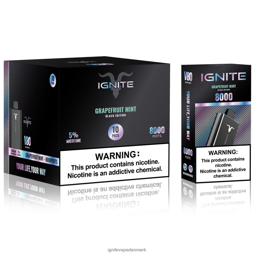 IGNITE V80 vape pen 10-pak jordbær kiwi 4BPLPD64 Ignite Vape Helsingør