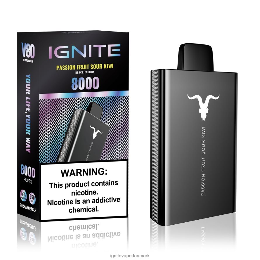 IGNITE V80 vape pen jordbær kiwi 4BPLPD51 Ignite Danmark